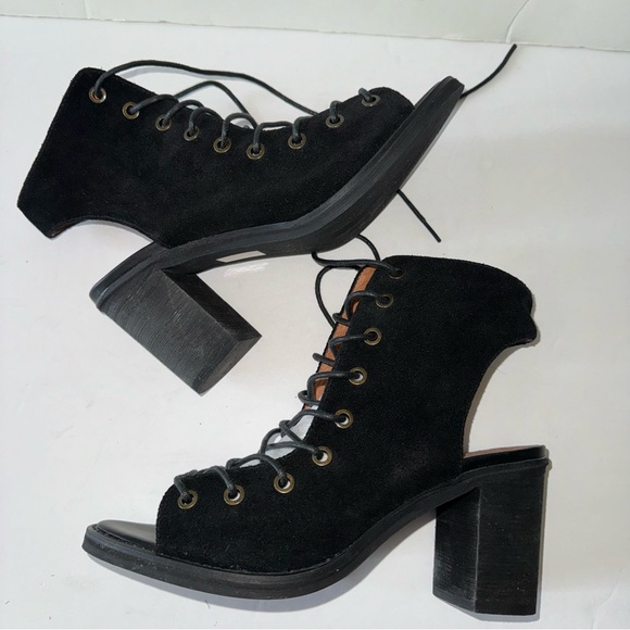 Free people x Jeffrey Campbell Minimal Lace Ups Black Suede Leather Ladies 8 - Picture 12 of 12